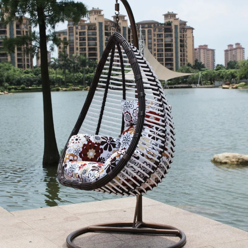 High Quality Modern furniture patio rattan swing chair hanging egg chair with metal bracket Sofa Rattan Hang Basket