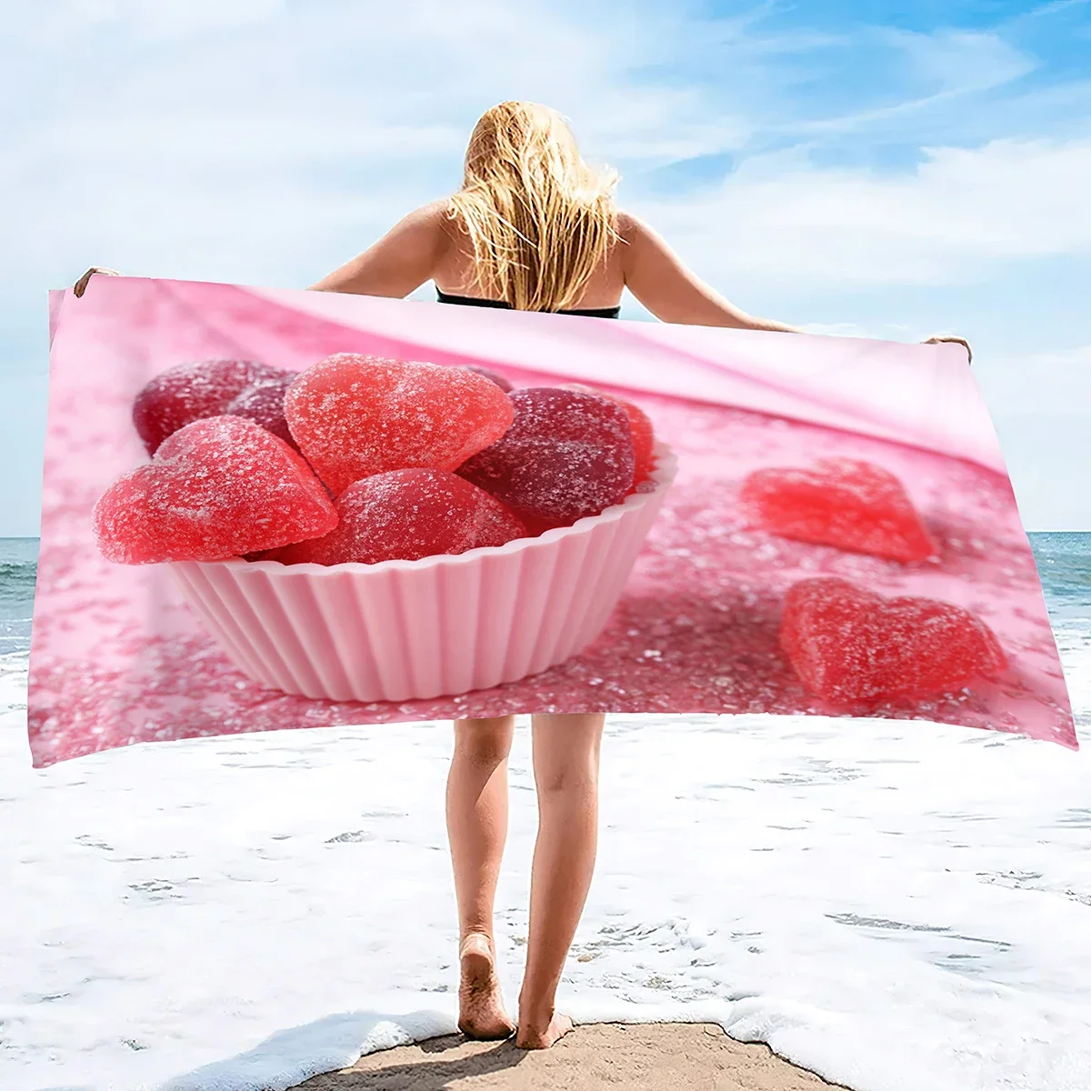 Пляжное полотенце Candy с сахарным принтом, быстросохнущее полотенце, пляжное полотенце с защитой от песка, впитывающие пляжные аксессуары