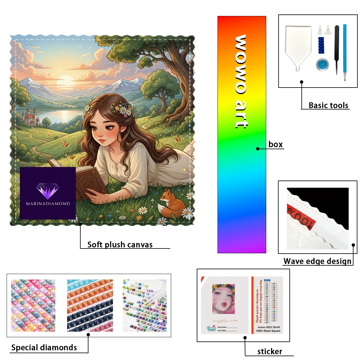 

【MARINA Diamond Art】Reading girl Crystal AB Rhinestone FD Rhinestone Perfect Resin Diamond