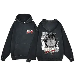 Anime Hoodie Men Baki Hanma Vintage Pullover Fashion Cosplay Hooded Sweatshirt Long Sleeve 100_Cotton Heavyweight Graphic Unisex