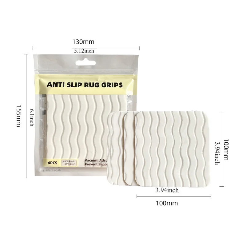 4Pcs Rug Gripper Non Slip Washable Carpet Tape 10*10CM Rug Pads for Hardwood Floors Reusable Rug Grippers Fixed Sticker Bathroom