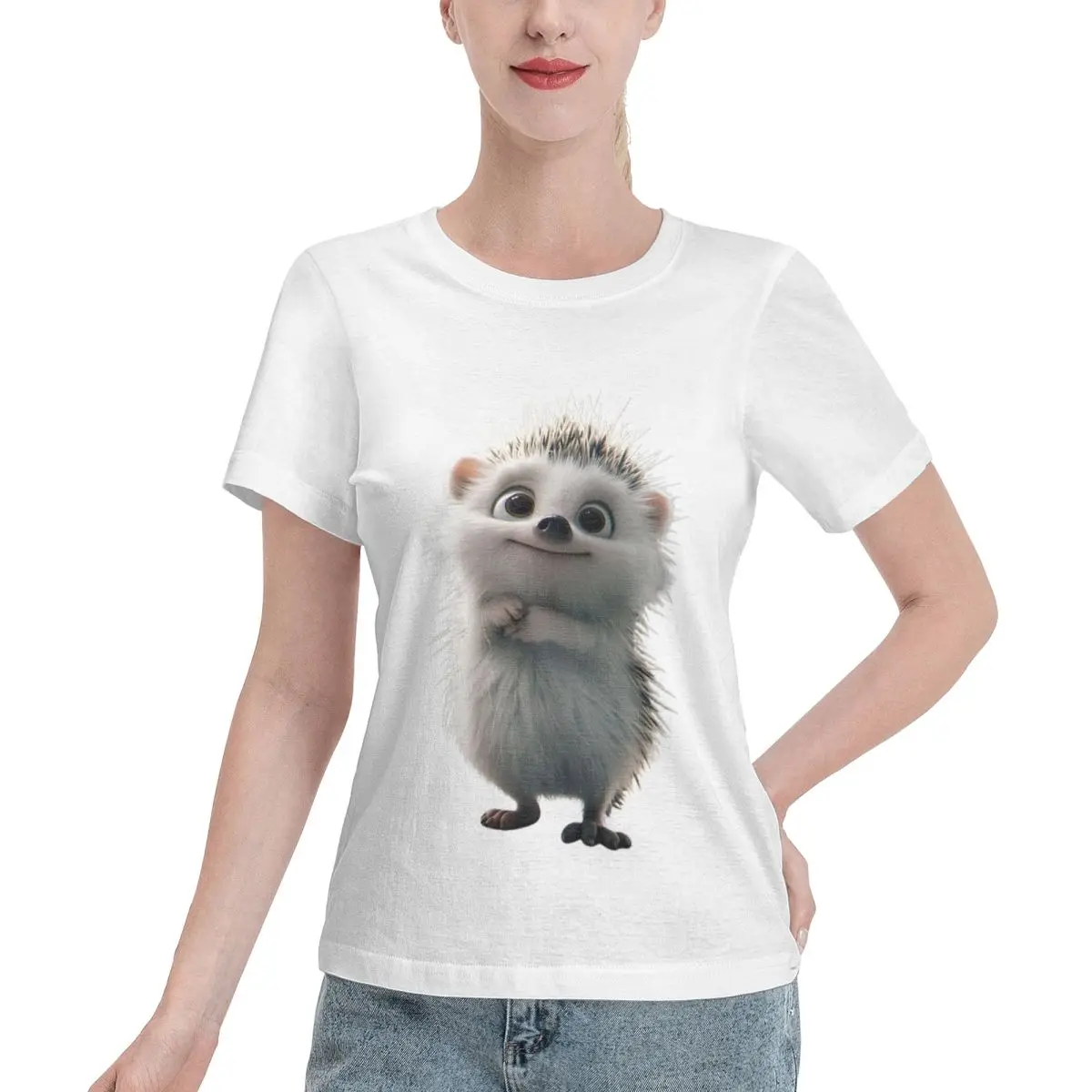 

Cute Funny 3D Animal Women's T-shirt, Casual Short Sleeve Cotton Blend Crew Neck Tee, Women's Clothing for Outdoor