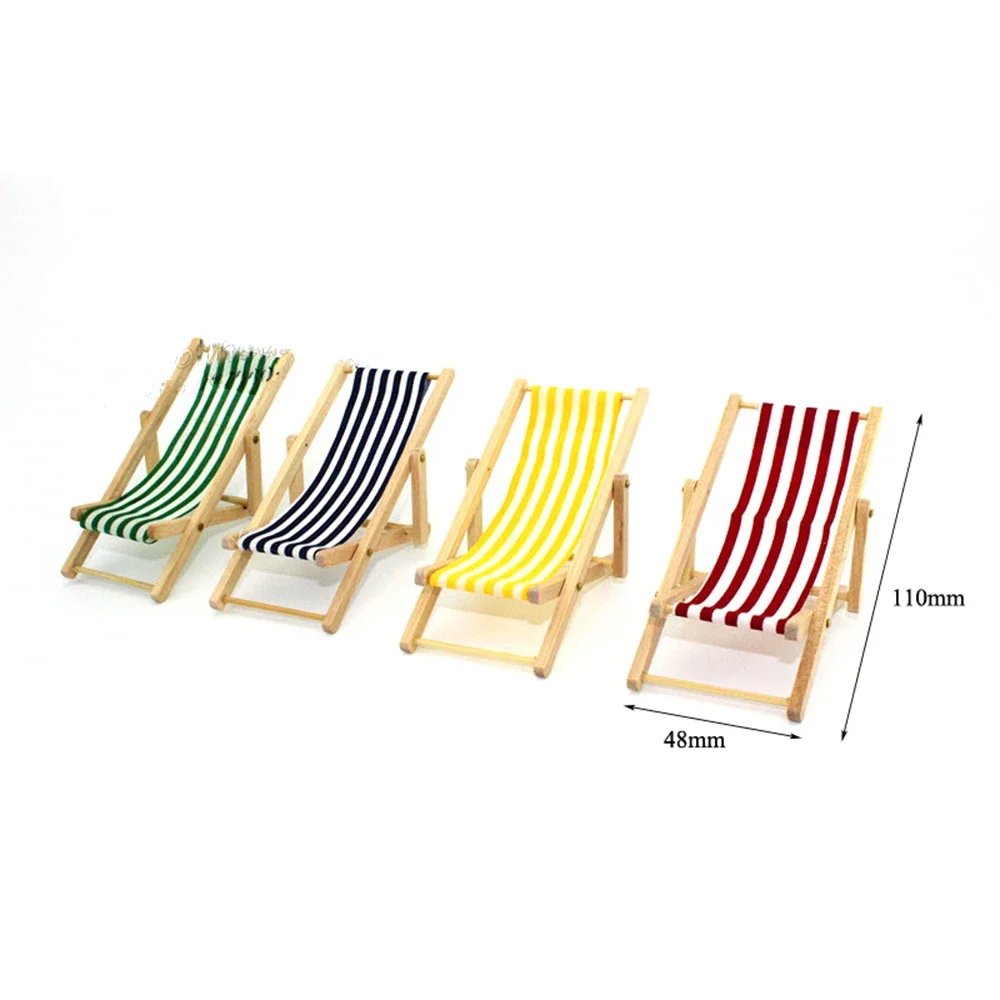 1/12 Doll House Miniature Beach Lounge Chair Simulation Garden Deck Chair Model for Mini Decoration Dollhouse Accessories