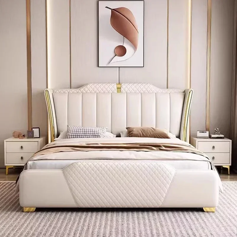 Practical Royal European Double Bed Wood Drawers High End Bedroom Frame Double Bed Headboard Modern Lit Deux Place Bedroom Furni