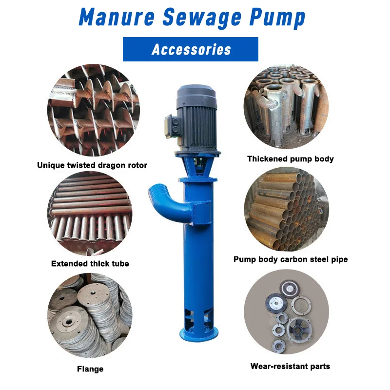 Fecal Pump High Efficiency Vertical Slurry Pump Energy Saving Heavy Duty Centrifugal Submerged Pump for Wastewater Sewage