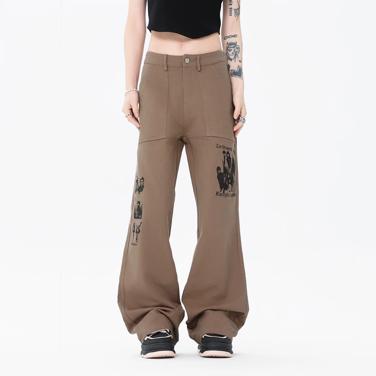 OR FL American Street Hip-hop 100 Cotton Women Workwear Jeans Graffiti Print Retro Versatile Casual Pants Women's Trousers Y2k