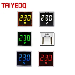 1PC AC220V Indicator Light Voltmeter LED Digital Display Voltage Measurement Monitor EU Plug Square Voltmeter