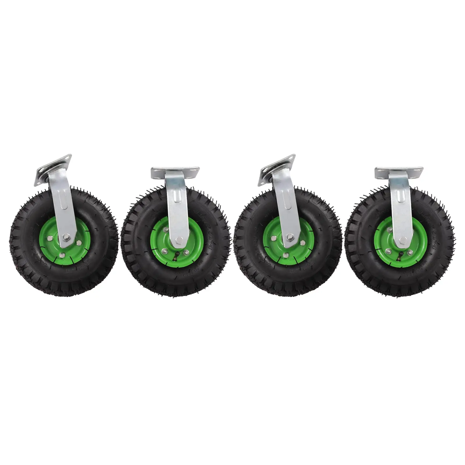 Heavy-Duty Casters with Inflatable Rubber Wheels, 275 lbs Load Capacity