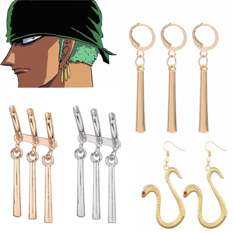 Anime One Piece Roronoa Zoro Boa Hancock Cosplay Earrings Accessories Jewelry Toys for Women Men Children Clip Earrings Toy Gift