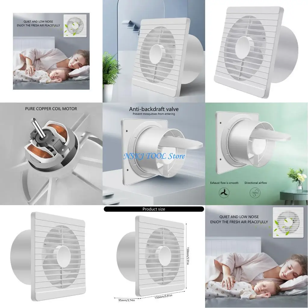 

L8RC Wall Mounted Exhaust Fan Kitchen Window Air Cleaning Fan Enduring