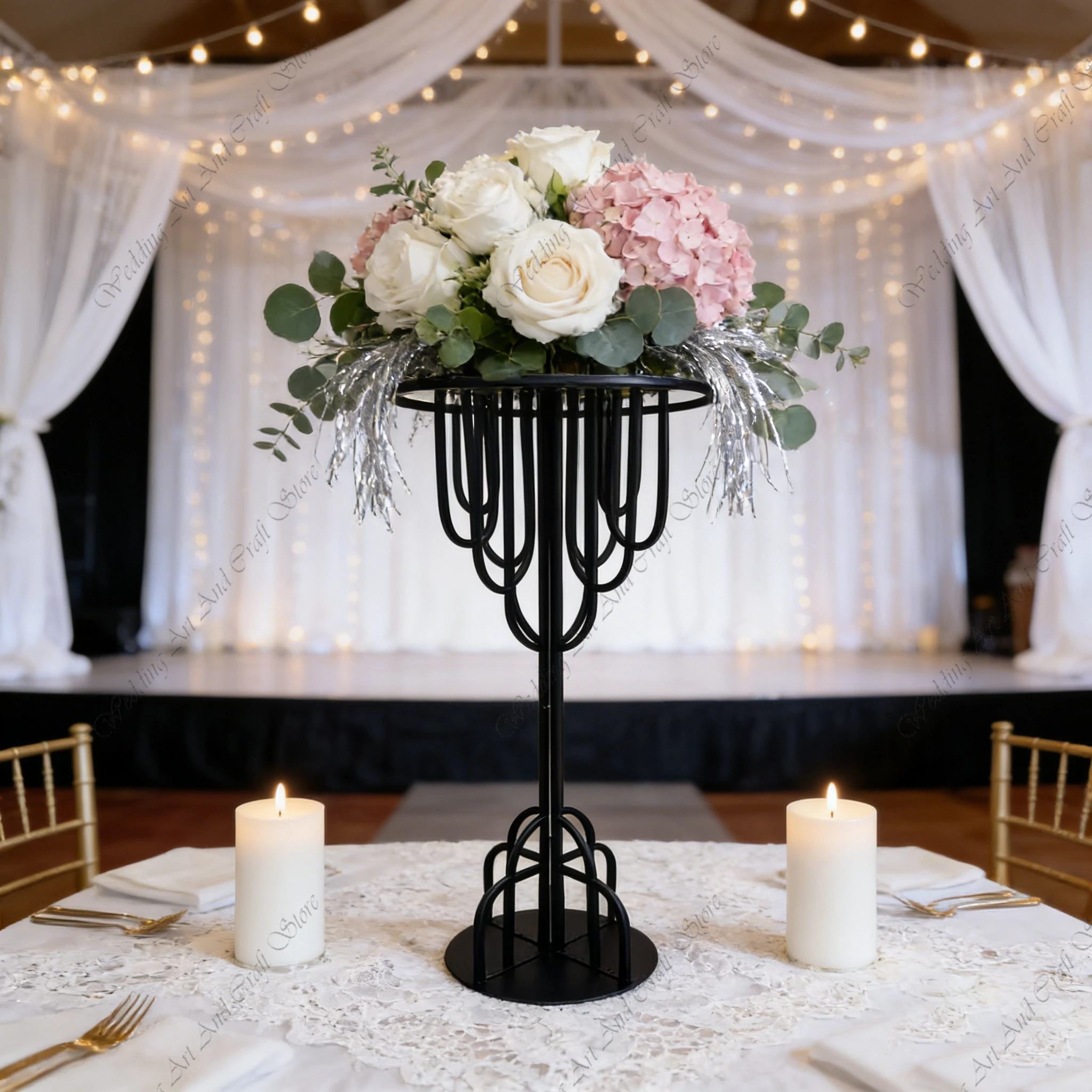 

6pcs f30 80-130cm Gold Flower Stand for Weddings for Main Table Stage Decoration and Road Guide Wedding Ornament ivy746