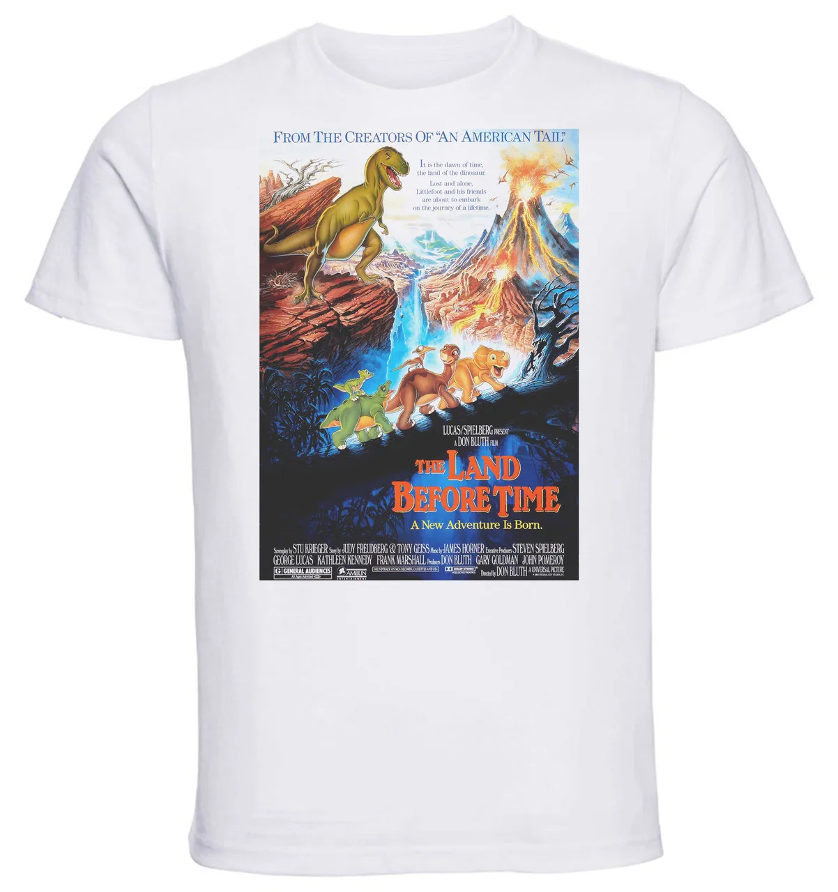 T-shirt Unisex - White - The Land Before Time Playbill