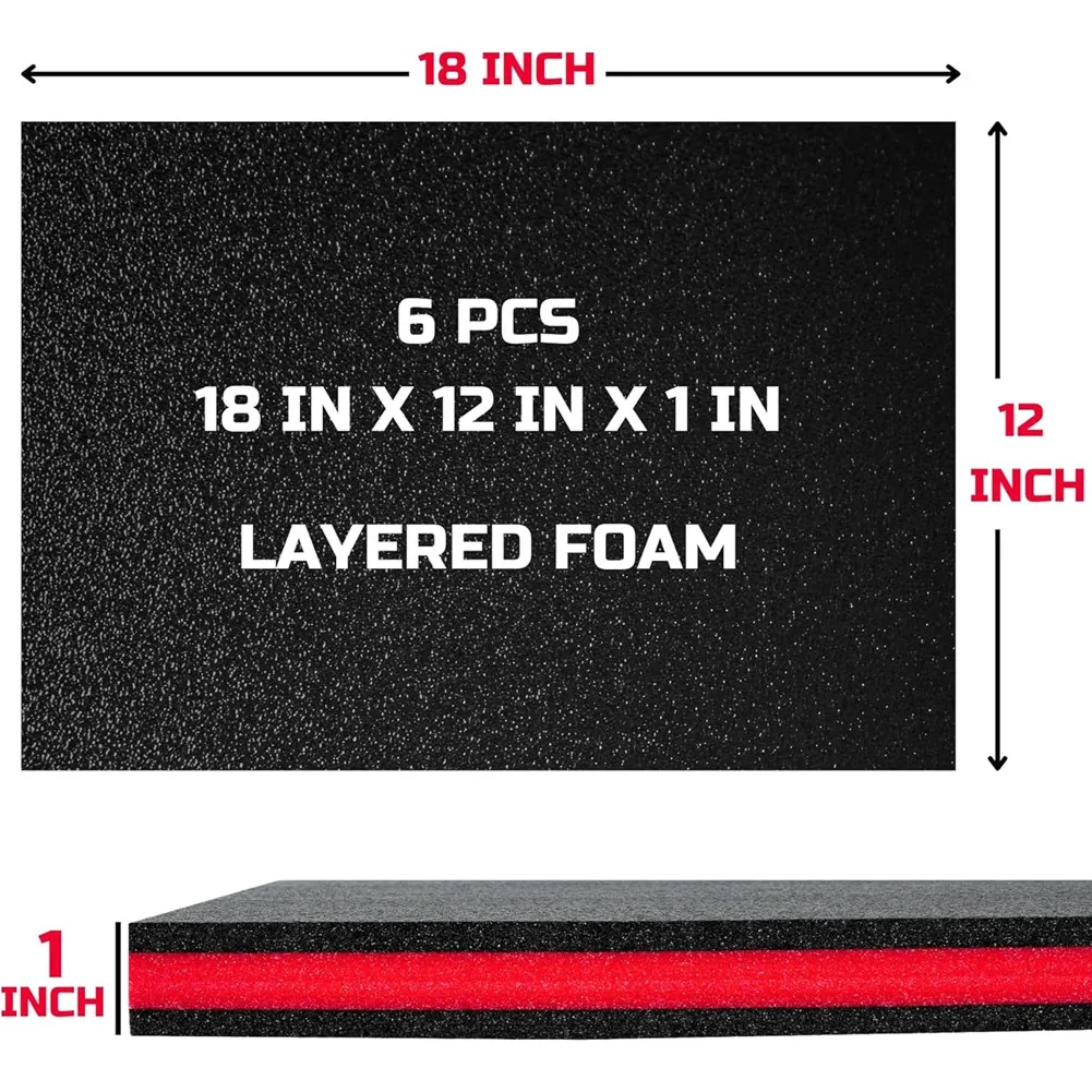 Набор из 6 пенопластовых вставок AA83 для инструментальных ящиков, 18x12x1 дюйм, полиэтиленовые листы для хранения в жестких кейсах, Tool Shadow