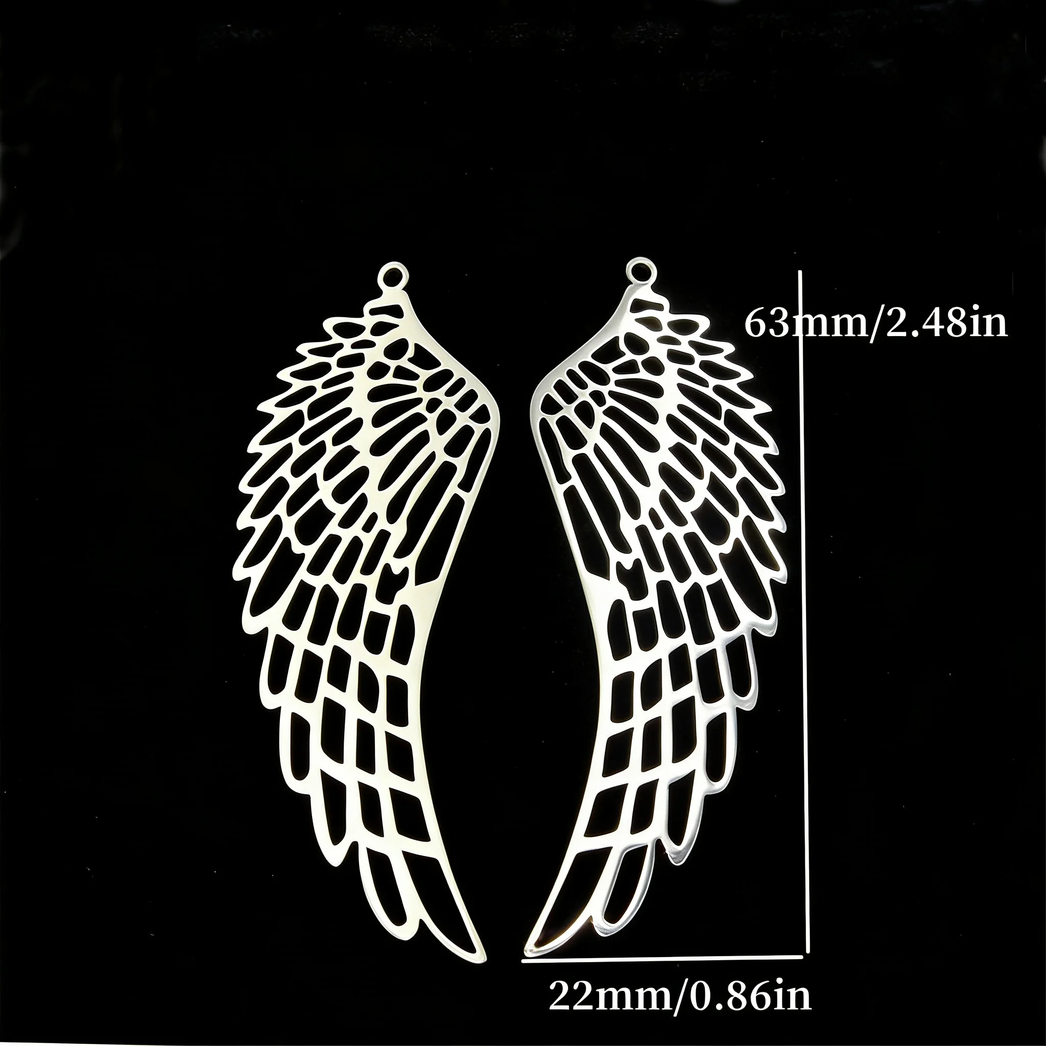 5pcs/pack Stainless Steel Wing Pendant Handmade Crafts Wing Charms for Necklaces and DIY Jewelry Making Supplies