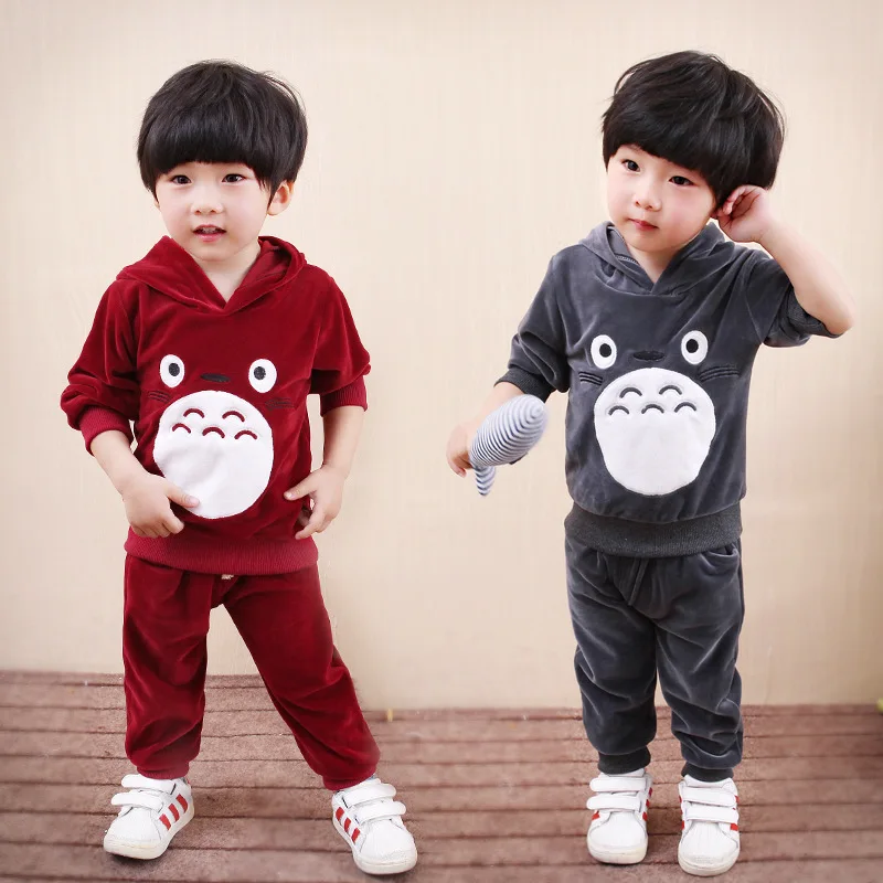 Clothing Suit  0-5 Age Boys Girls Spring Autumn Fashion Cartoon embroidery  Hooded Pullover+ Elastic Pants BeiBei Kids Garments