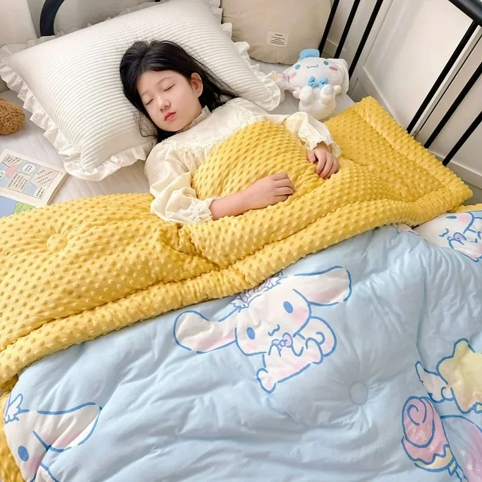 Cartoon Knitted Quilt Comforter Winter Warm Velvet Quilt for Children Bedding Baby Boy Girl Kids Fleece Blanket Nap Quilt 이불 이불