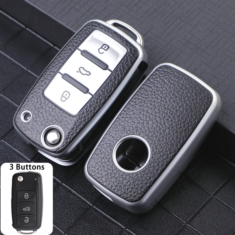 3 Nút Vỏ Chìa Khóa Dành Cho Xe Volkswagen Polo Tiguan Passat Golf Jetta Lavida Da Tpu Bảo Vệ Vỏ Túi Skoda Octavia ghế Ngồi
