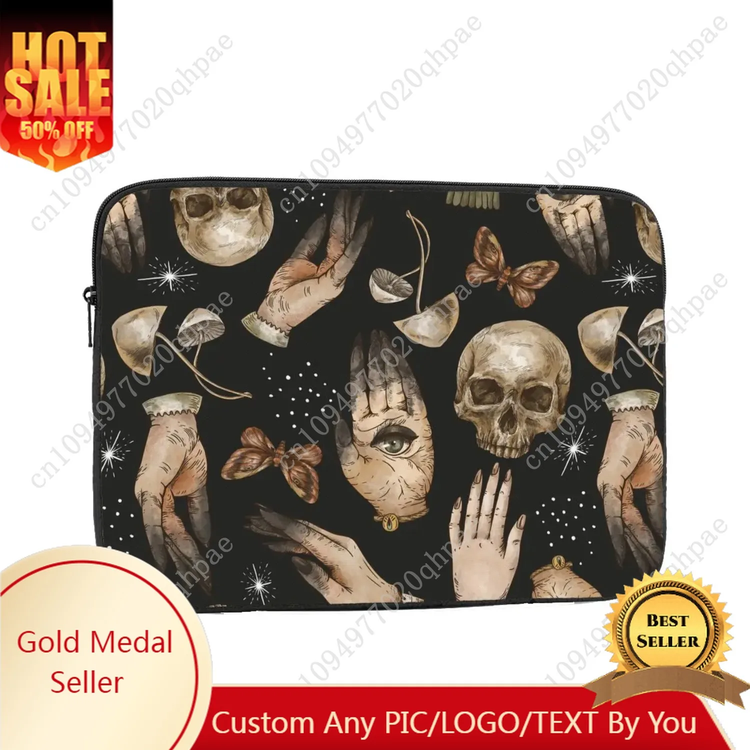 

Magical Skull Witch Hands Moth Mushroom Laptop Bag Case for Macbook Air Pro 17 Notebook Sleeve Case Computer Shockproof Case Bag