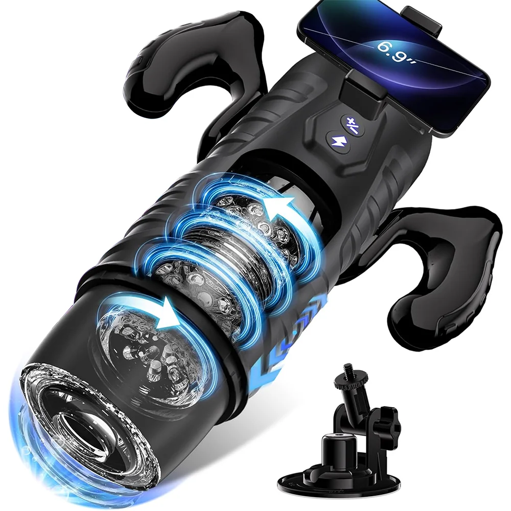 Telescopic Male Masturbator Adult Sex Toys Automatic Thrusting Rotating Stroker 3D Realistic Transparent Textured Sex Machine