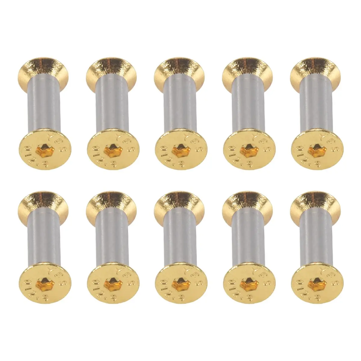 SDFC 10 Packs Knife Handle Screws Rivets Bolts Fasteners, Gold Hex Flat Head Screws, Knives Maker Screws