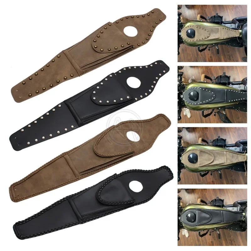 

Motorcycle Tank Chap Cover Panel Pad Bib Bra Bag For Harley Davidson 883 1200 Forty Eight Sportster PU Leather