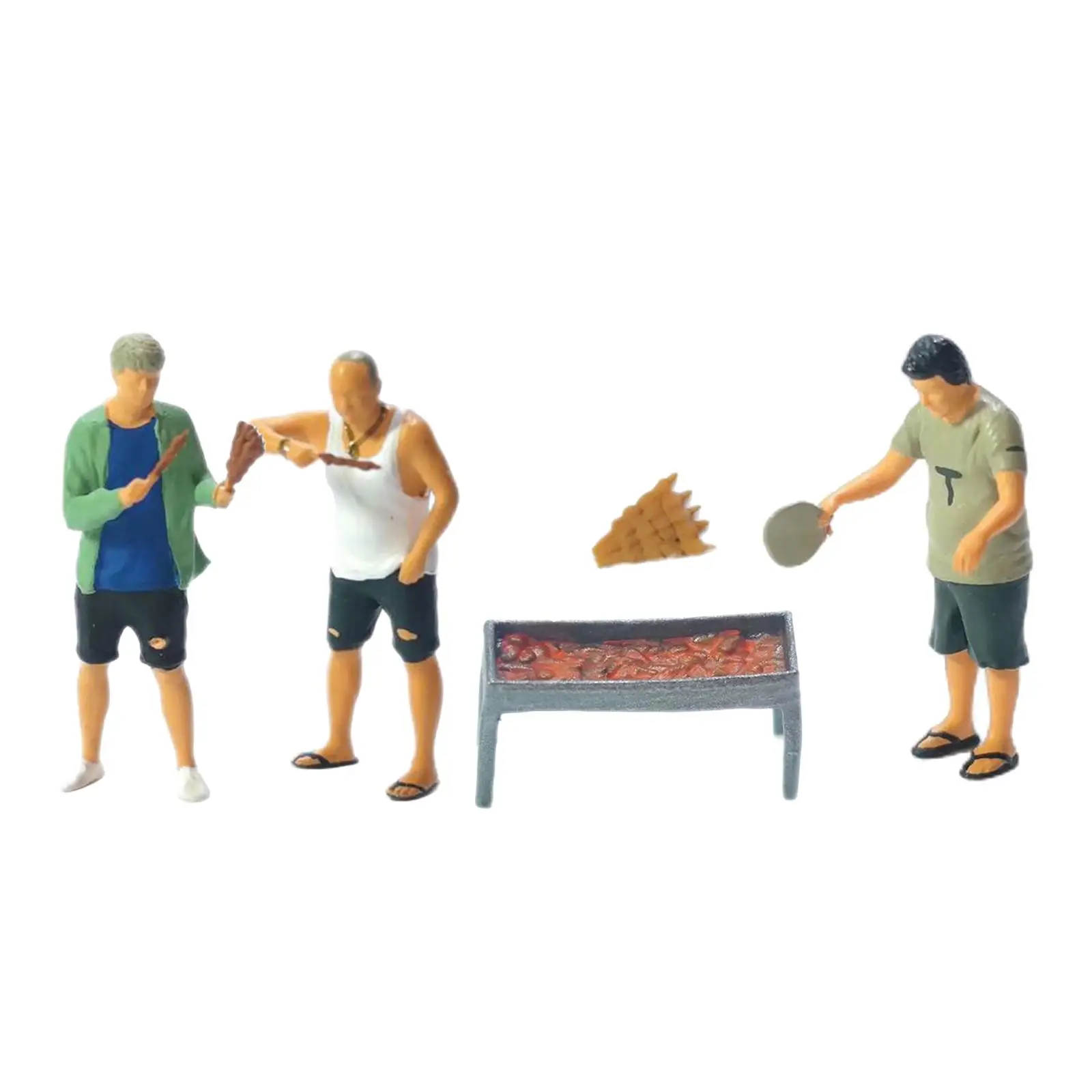 5 Pieces 1:64 Scale Tiny BBQ People Set Resin Figurines Diorama Scenery Miniature Decoration