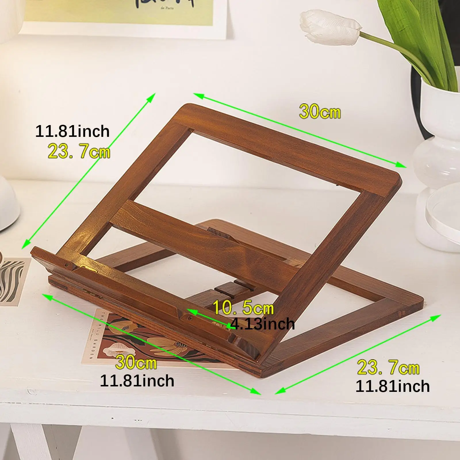 Wood Book Stand Folding Simple Cookbook Holder for Countertop Office Table