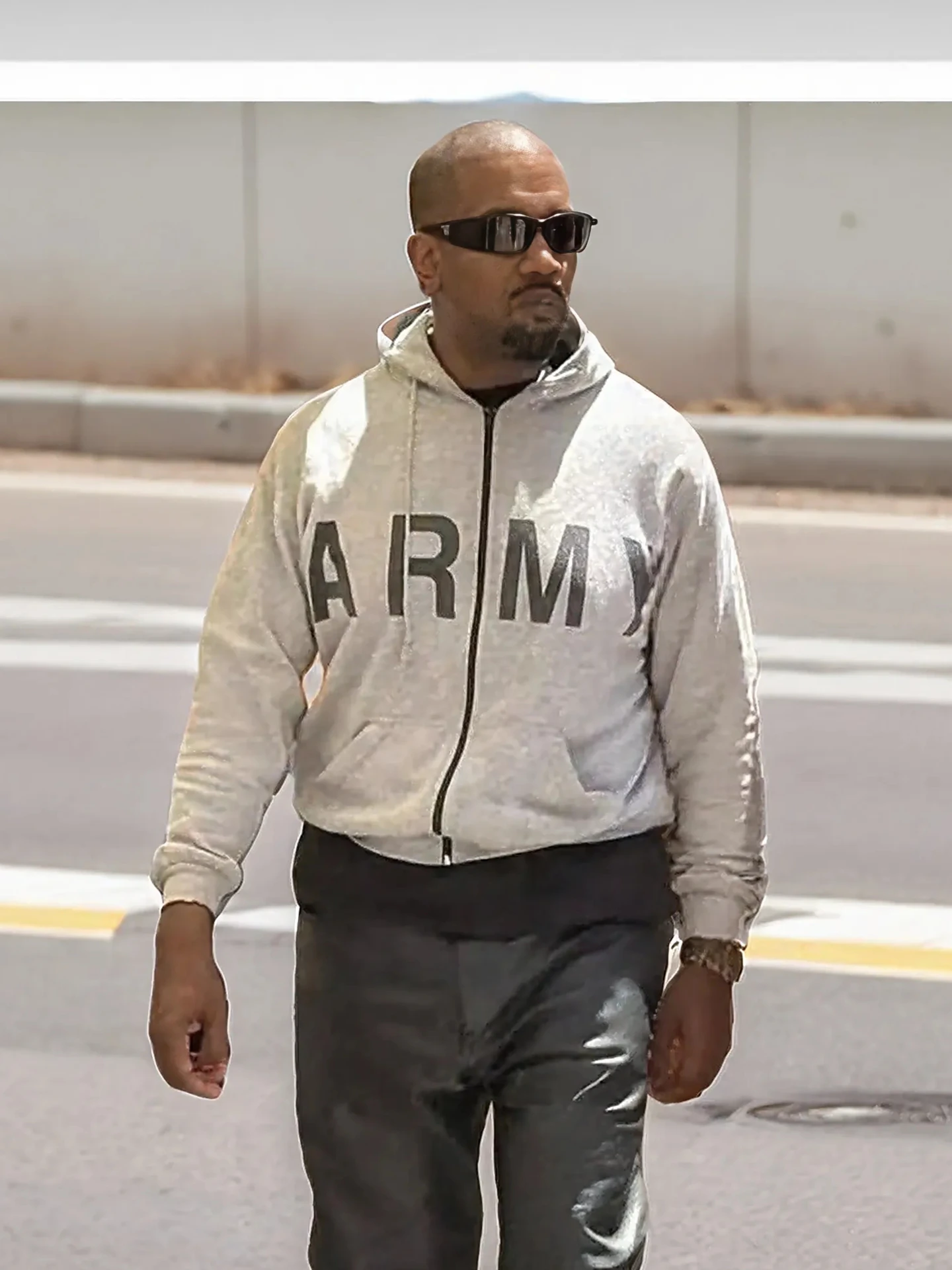 Kanye West Limited Grey Hooded Open Cardigan Jacket American High Street Zipper Design Men's Sweatshirt Couple's Hoodie