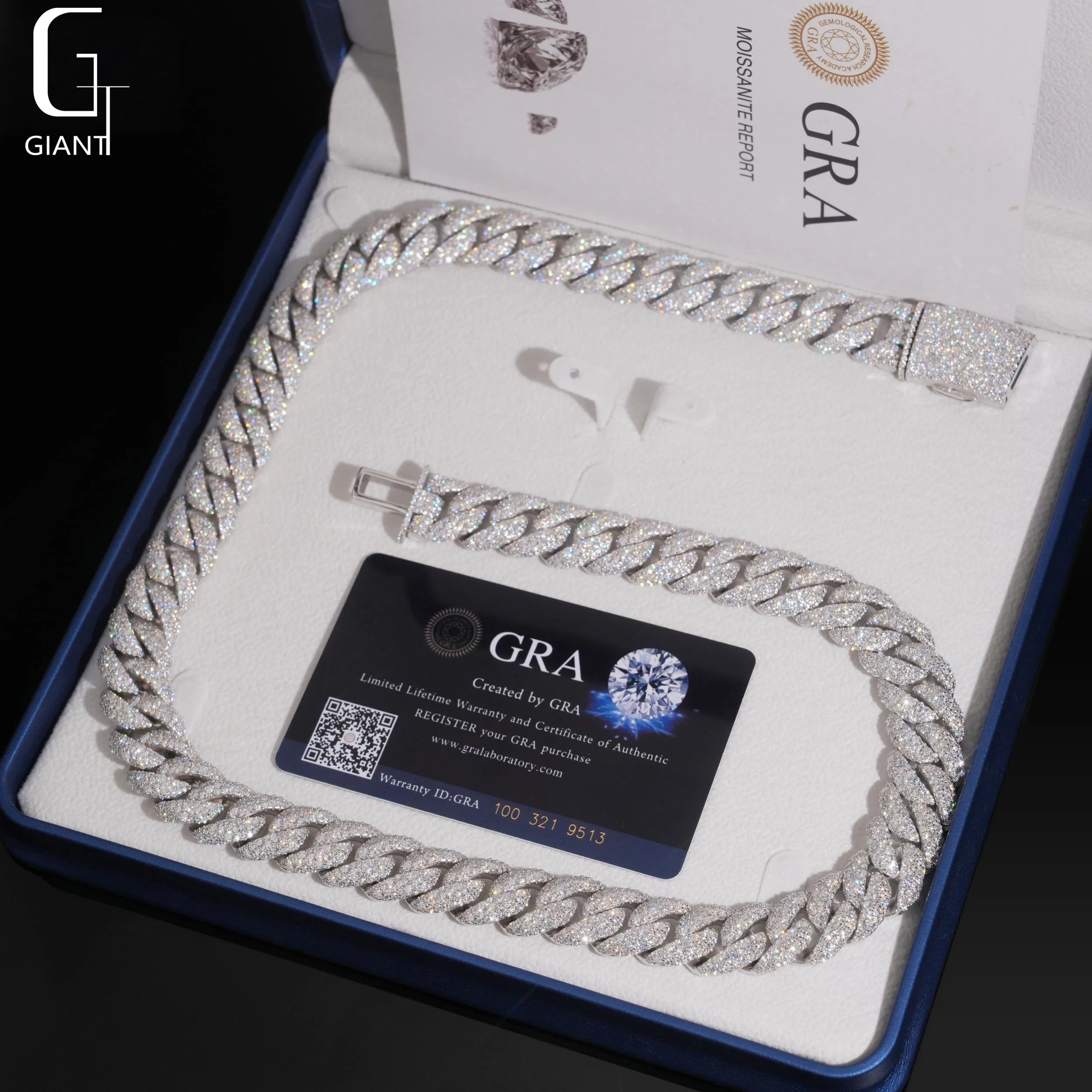 Sale Hot 15mm Mosaic Set Moissanite Cuban Chains 925 Silver Necklaces HipHop Miami Moissanite Cuban Chains Past Diamond Test GRA