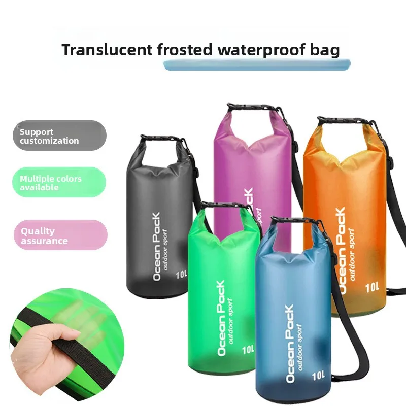 Foldable Translucent PVC Waterproof Bucket Bag - Outdoor Drifting Swimming Beach Pouch