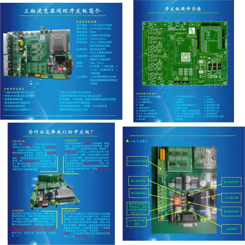 for DSP28335 Three Phase Multi Function Inverter Closed Loop Control Development Board with Closed Loop Sampling Supports