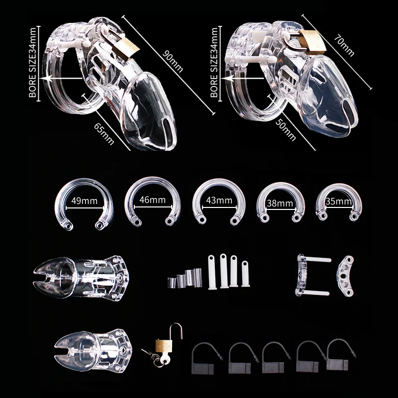 Male Chastity Cage Device Small/Standard Cock Cage with 5 Size Rings Brass Lock Locking Number Tags Erotic Urethral Men SexyToy - Image 4