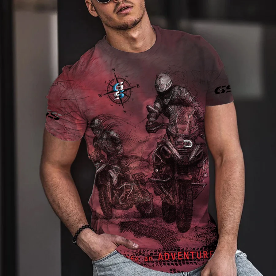 Summer T Shirt 1200R Motorrad 3D Print Adventure Enduro Motorcycle Bike Landform Men's Lastest Simple Style Design Men T-Shirt