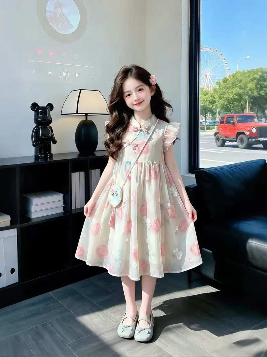 new-chinese-style-girls-dress-summer-children's-national-fashion-skirt-small-girl-princess-skirt-kids-clothing
