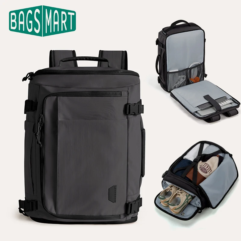 Bagsmart mala de viagem mochila para easyjet cabine saco airback mochilas masculinas expansível à prova dwaterproof água portátil mochila