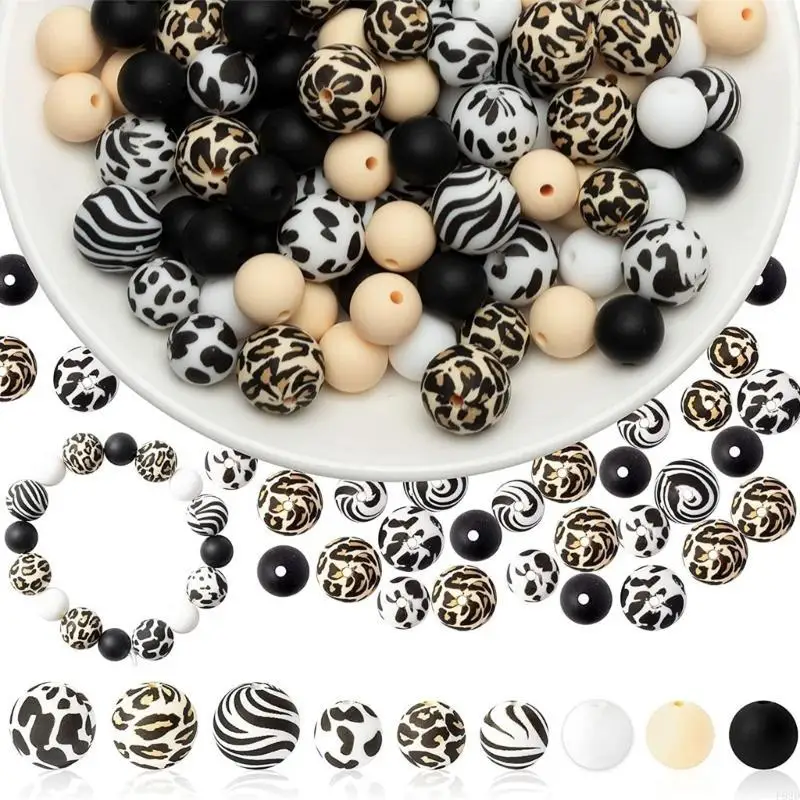 F62D Silicone Loose Beads para Keychain Fazendo contas silicone redondas fazendo