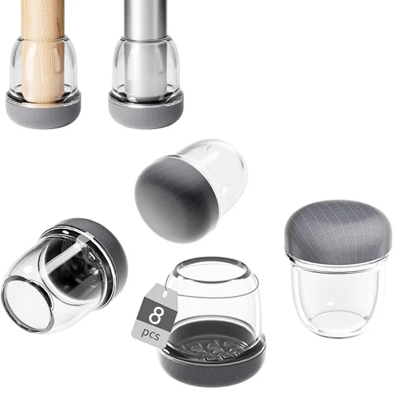 8pcs Gray Chair Leg Cover Diagonal Leg Floor Protectors  Silicone Furniture Table Feet Protect for Dining Table Chair No noice