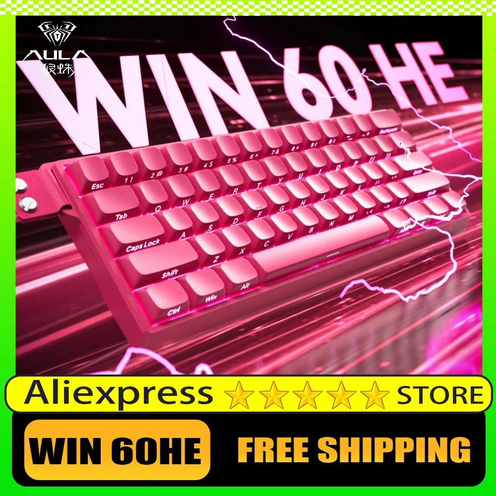 AULA WIN60 PRO لوحات المفاتيح المغناطيسية 8K RT اتصال سلكي مخصص RGB قابل للتبديل السريع لوحات مفاتيح الألعاب المخصصة ملحقات الكمبيوتر هدية