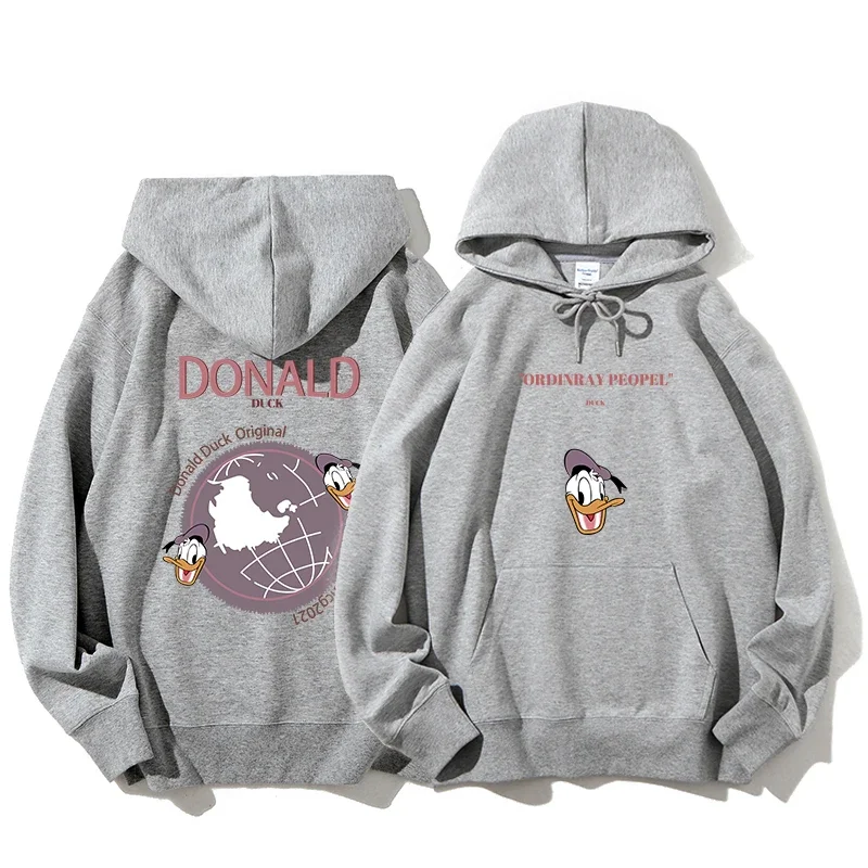 Donald Duck Sweater Women\'s Disney Joint Winter Clothes Disney Loose Pink Hooded Top  Anime Hoodie  Streetwear Women