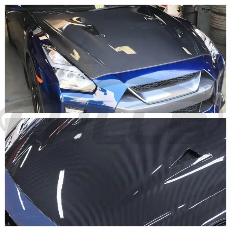 New Carbon Fiber Black Hood Engine Cover for GT-R R35 2005-2017 Perfect Fitment Easy Installation Manufacturing
