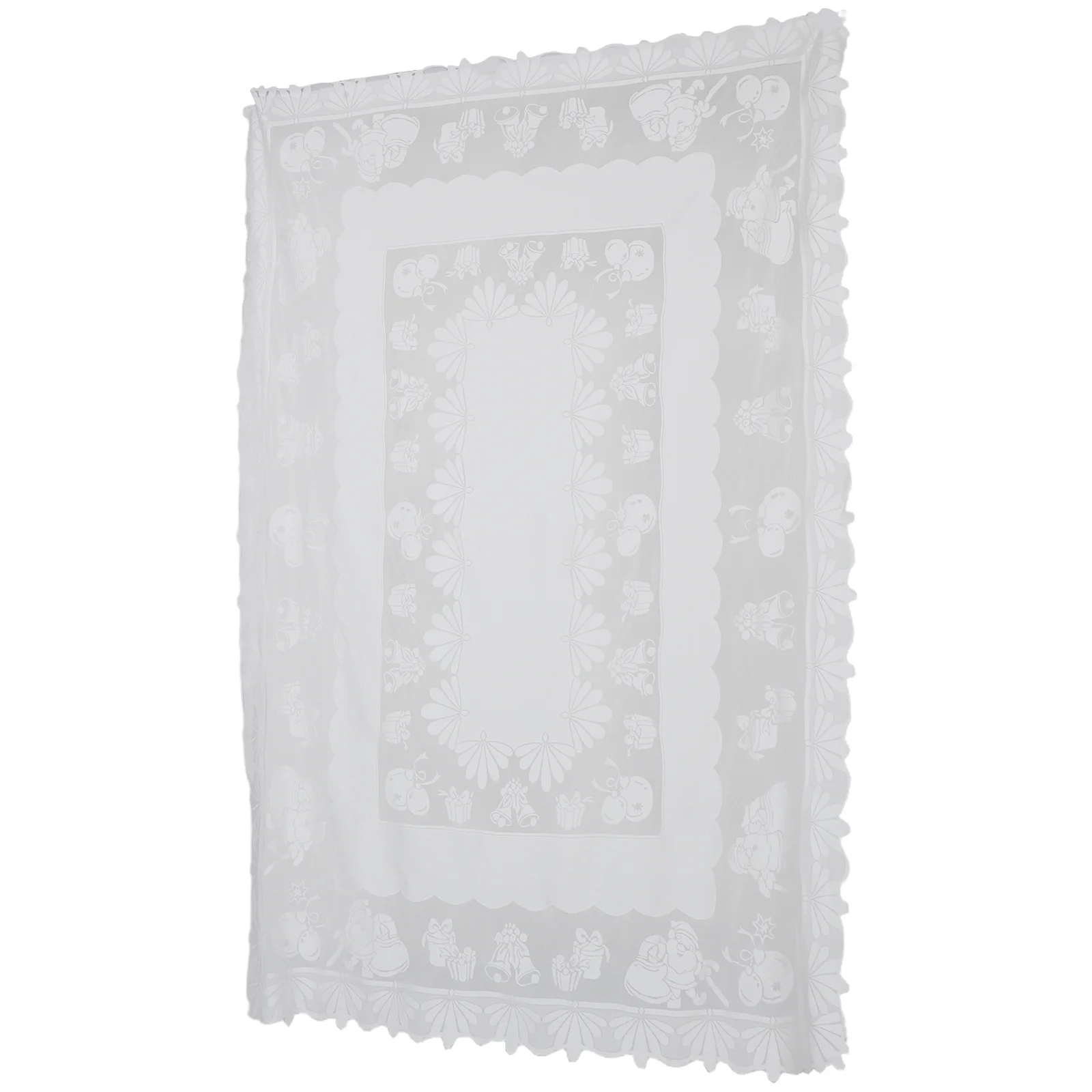 

Polyester White Lace Christmas Tablecloth Rectangle 140x220 Cm Holiday Table Decor Wedding Winter Parties