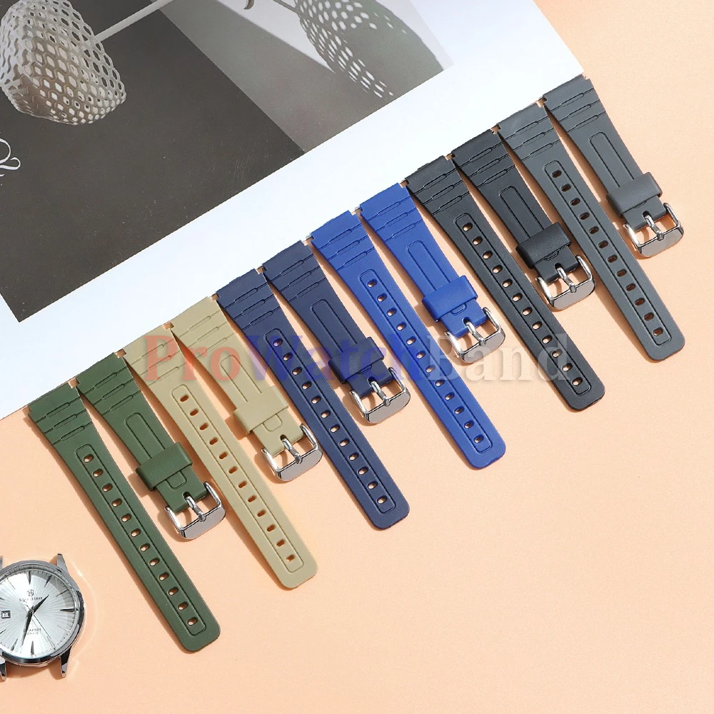 18mm Silicone Watch Straps for Casio F91W W800H SGW400 F84 F105/108 A158/168 AE1200 Waterproof Band Replace Wrist Bands Bracelet view 2