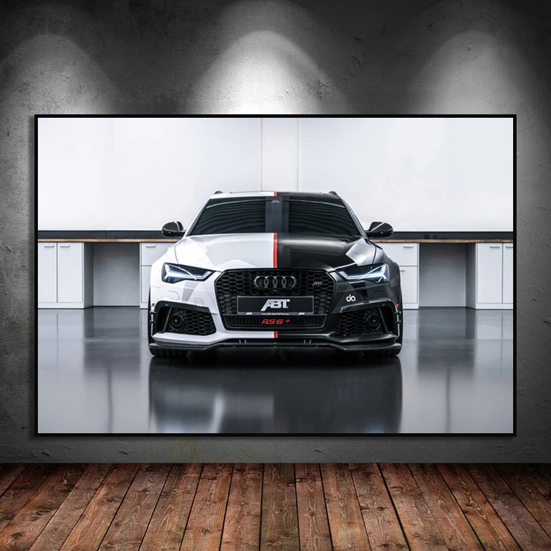 Diamond Painting Modern Supercar Art Poster Audis Rs6 Black and White Canvas Painting Wall Art Picture for Living Room Bedroom