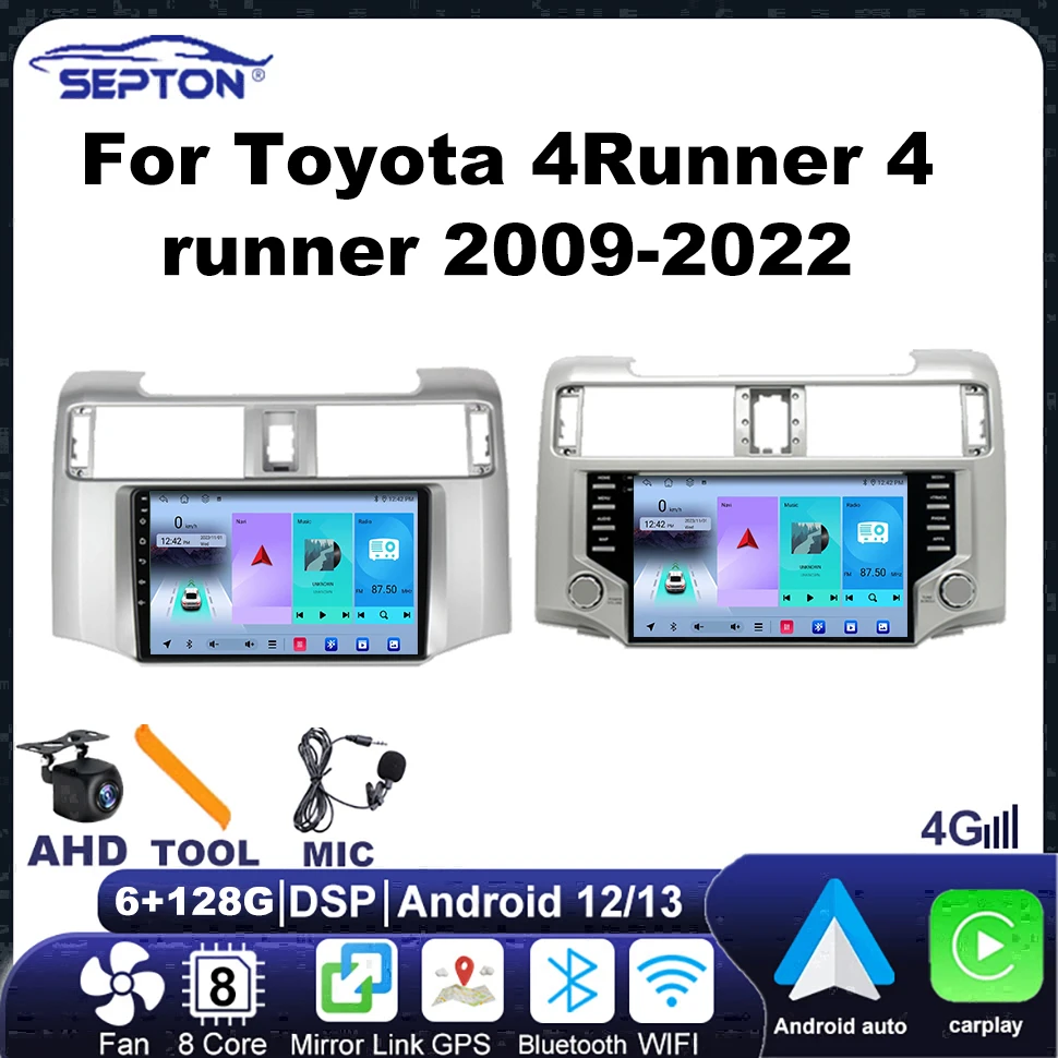 SEPTON Android Car Radio Audio Player for Toyota 4Runner 4 Runner 2009-2022 Navi GPS BT FM Vehicle Audio Systems Car Stereo