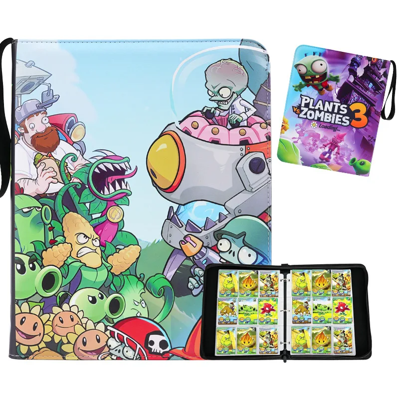 9 Grid Plants Vs. Zombies Large Capacity Cards Book Card Collection Books Pu Leather Loose Leaf Zipper Card Store Kids Gifts