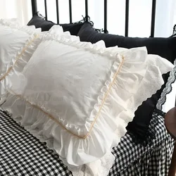 1 pieces ruffle lace pillow case European Elegant pillowcase 100% cotton fabric pillow covers decorative bed pillow sham textile