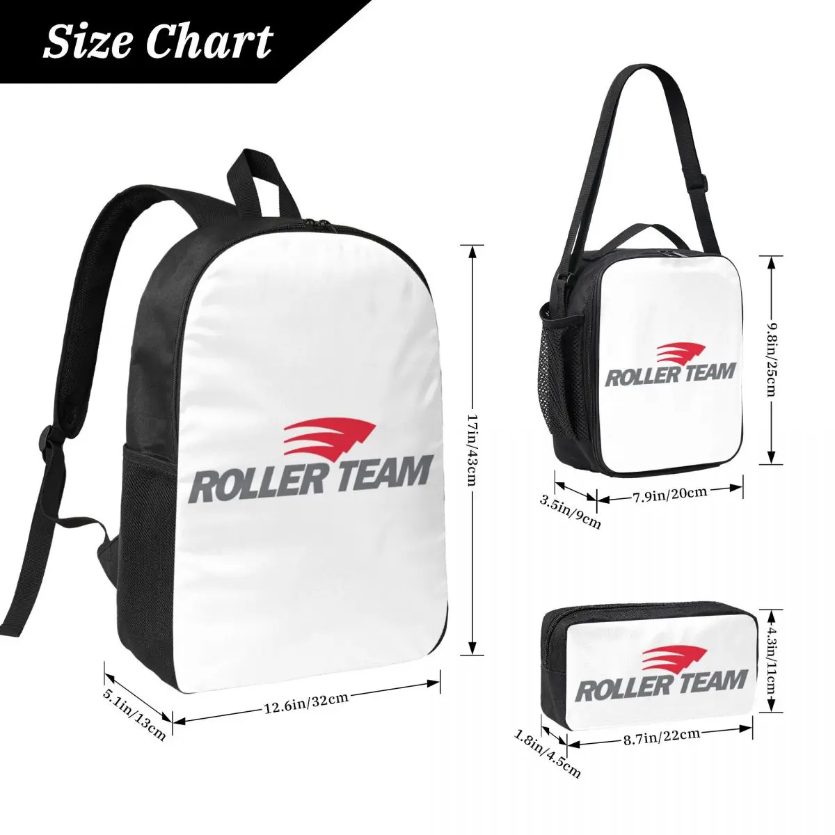 ROLLER TEAM Caravan Backpack Student BookBag School Bag Computer Shoulder Bags 3ps Insulated Lunch Bag Pencil Case