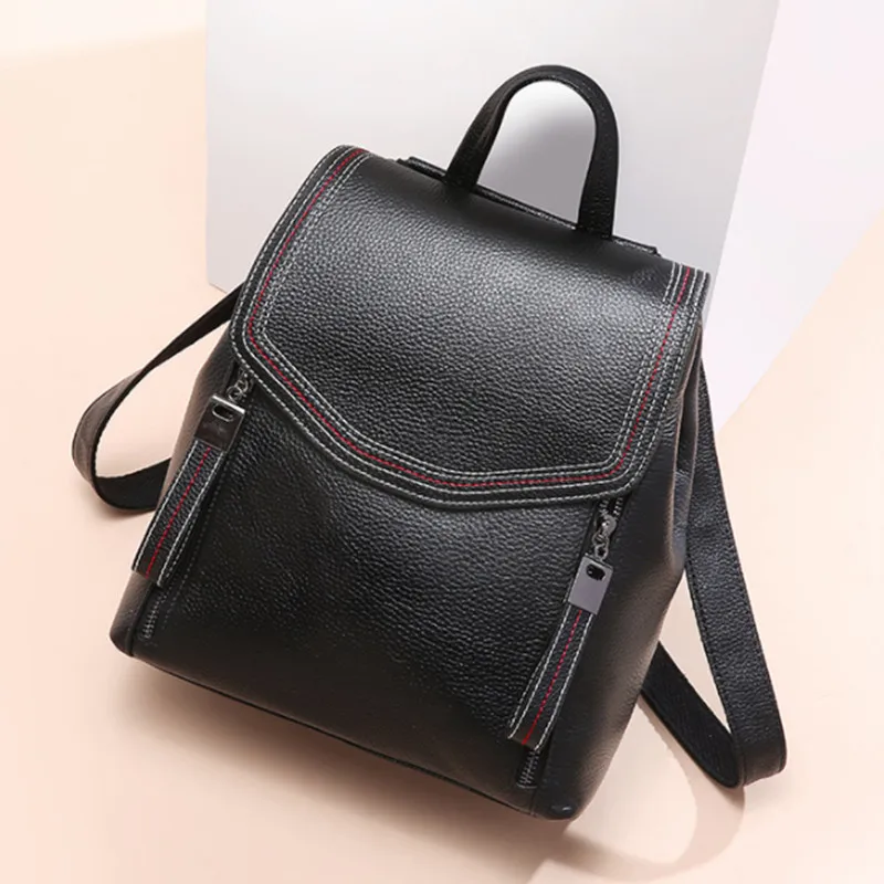 

Backpack Fashion Backpack Women's New Soft Leather Bag Versatile Retro Foreign Trade Genuine Leather Women's Bag