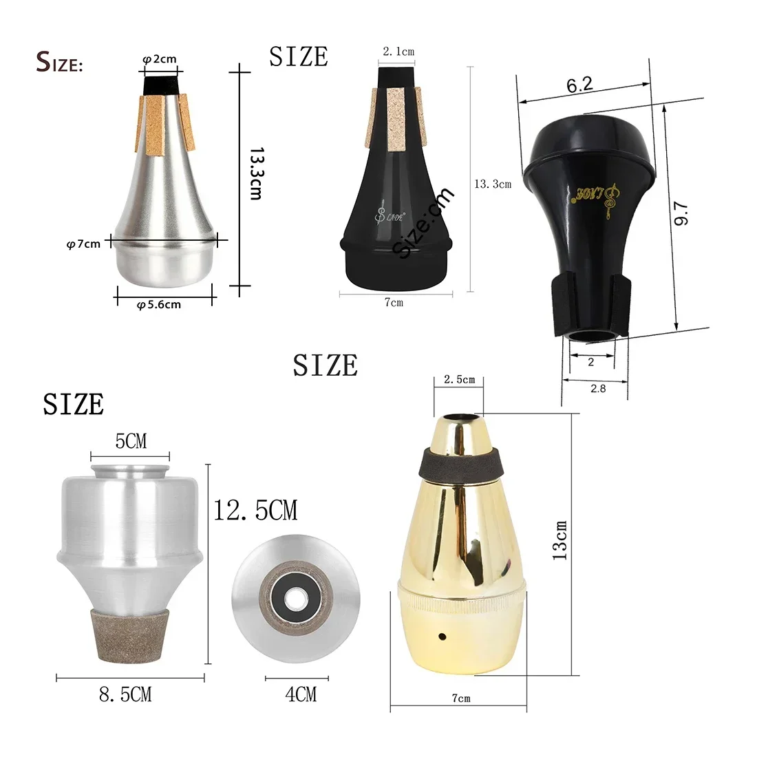 Trumpet Mute Reusable Portable Trumpet Tool Weaker Beginners Practice Straight Body Mute Universal Trumpet Sound Reducer