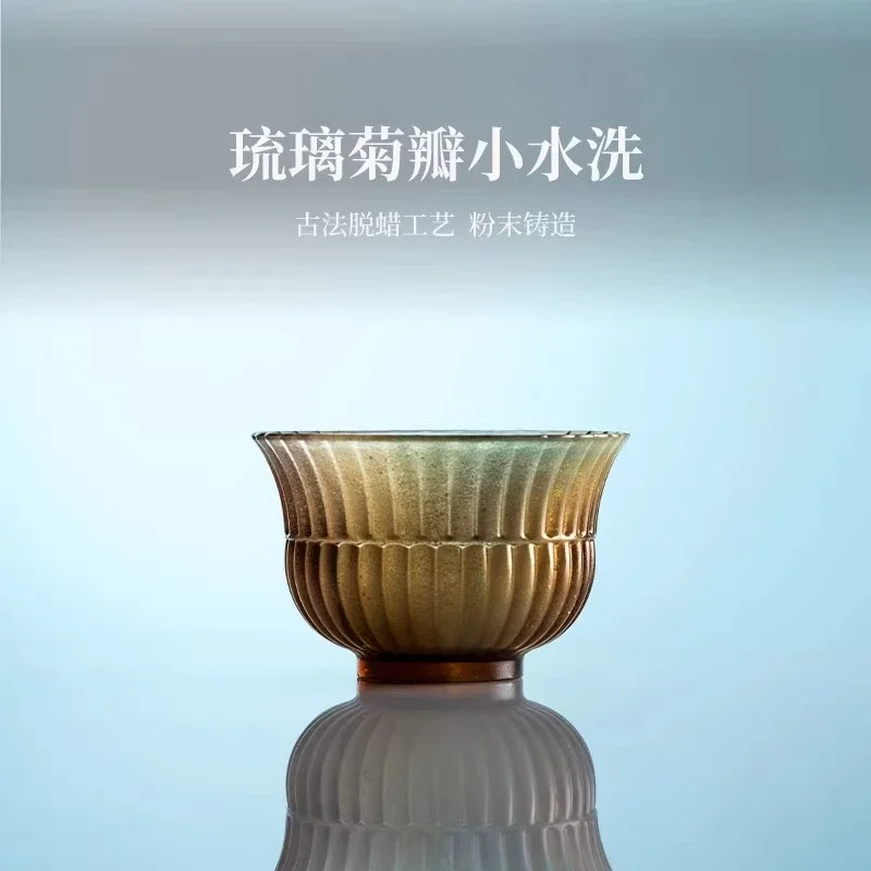 Glazed chrysanthemum petals build water slag buckets, wash tea ceremonies, water bowls, slag buckets, arrangements, flower vases